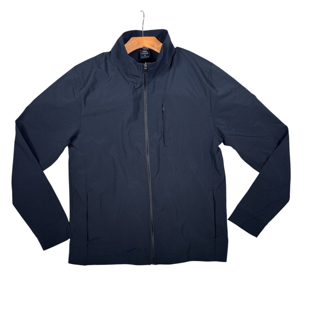LEG3ND‎ Mens Navy Blue Full Zip Lightweight Stretch Jacket Mock Neck Sz M Golf